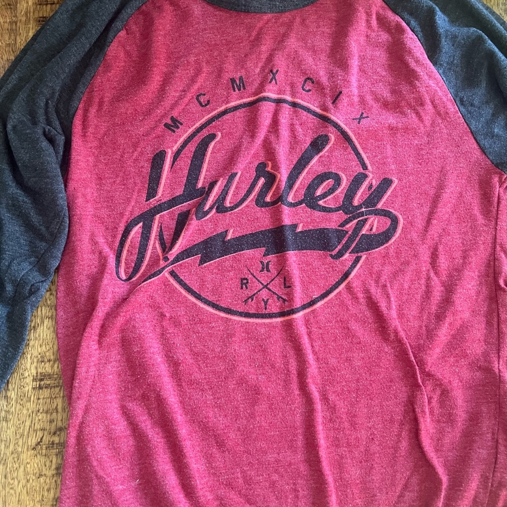 Hurley Boys Red and Gray Long Sleeve Shirt size small
